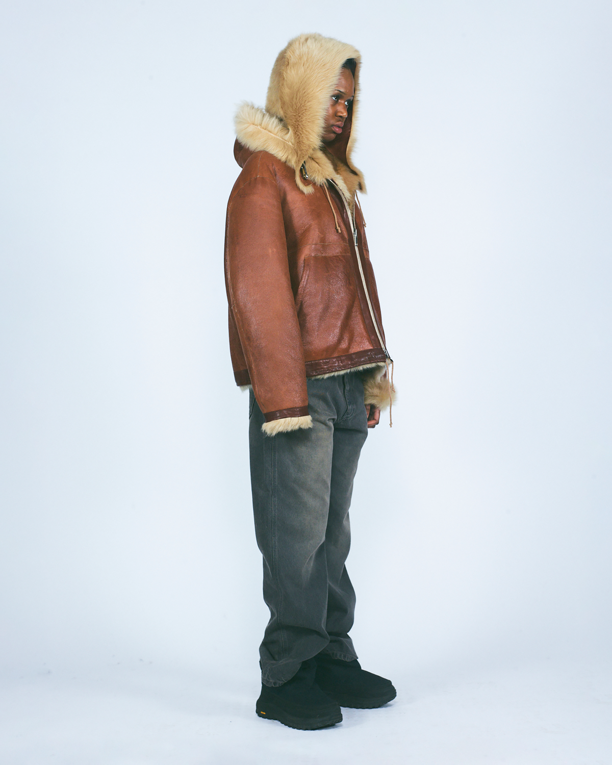 Oversized Hooded Sheepskin Jacket