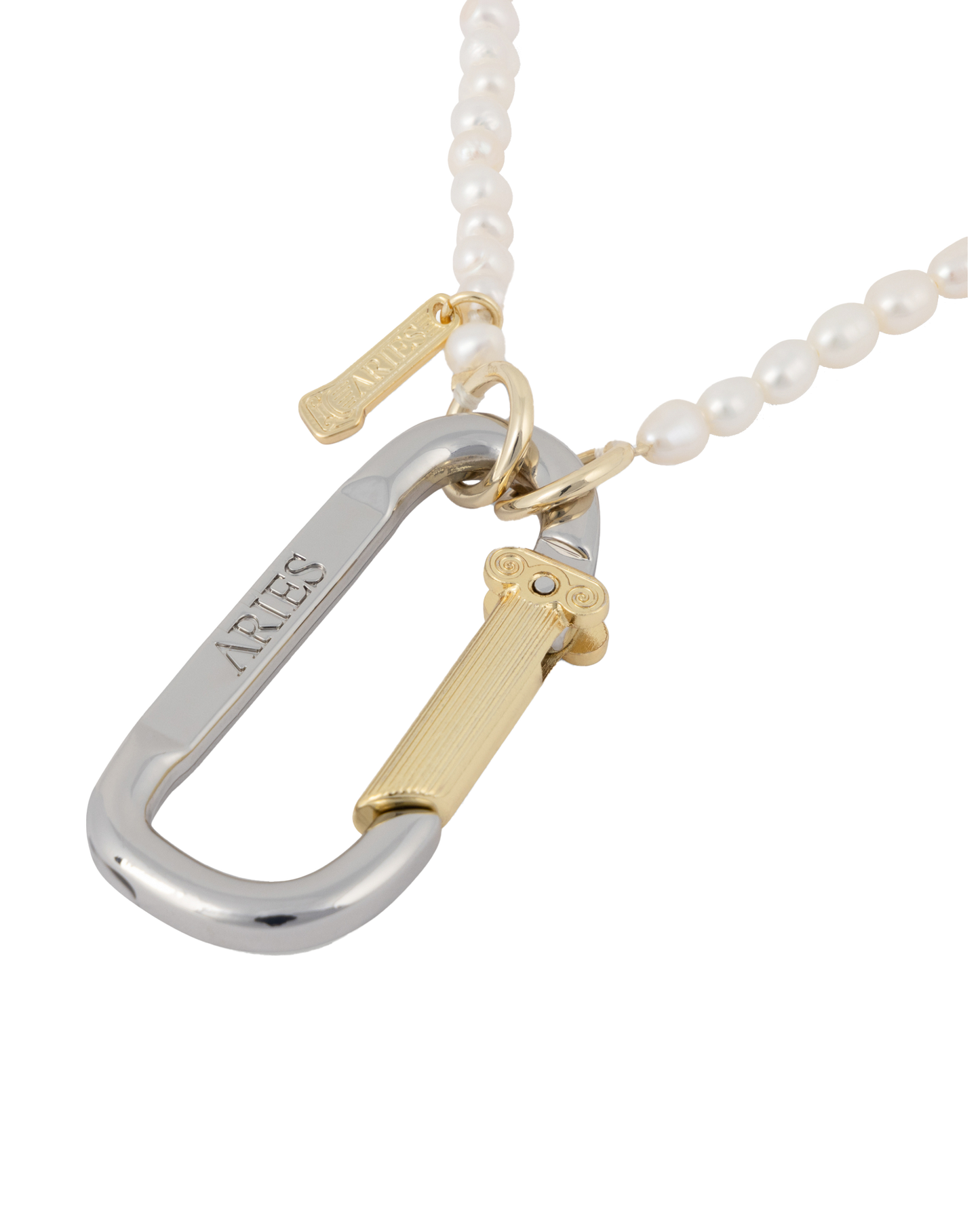 Mini Carabiner Pearl Necklace