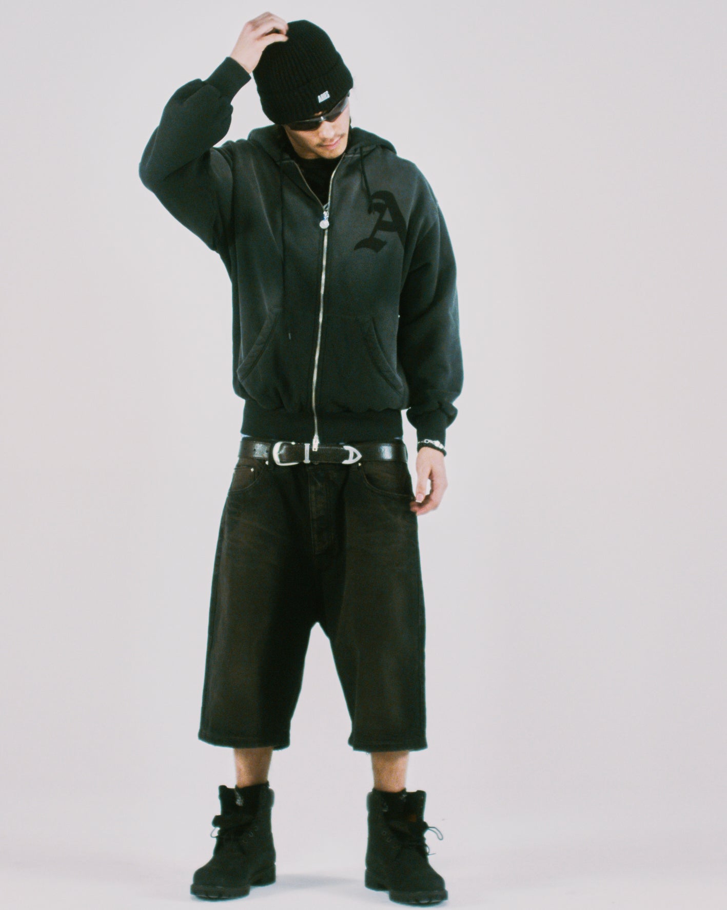 Aged Gothic Zip Through Hoodie