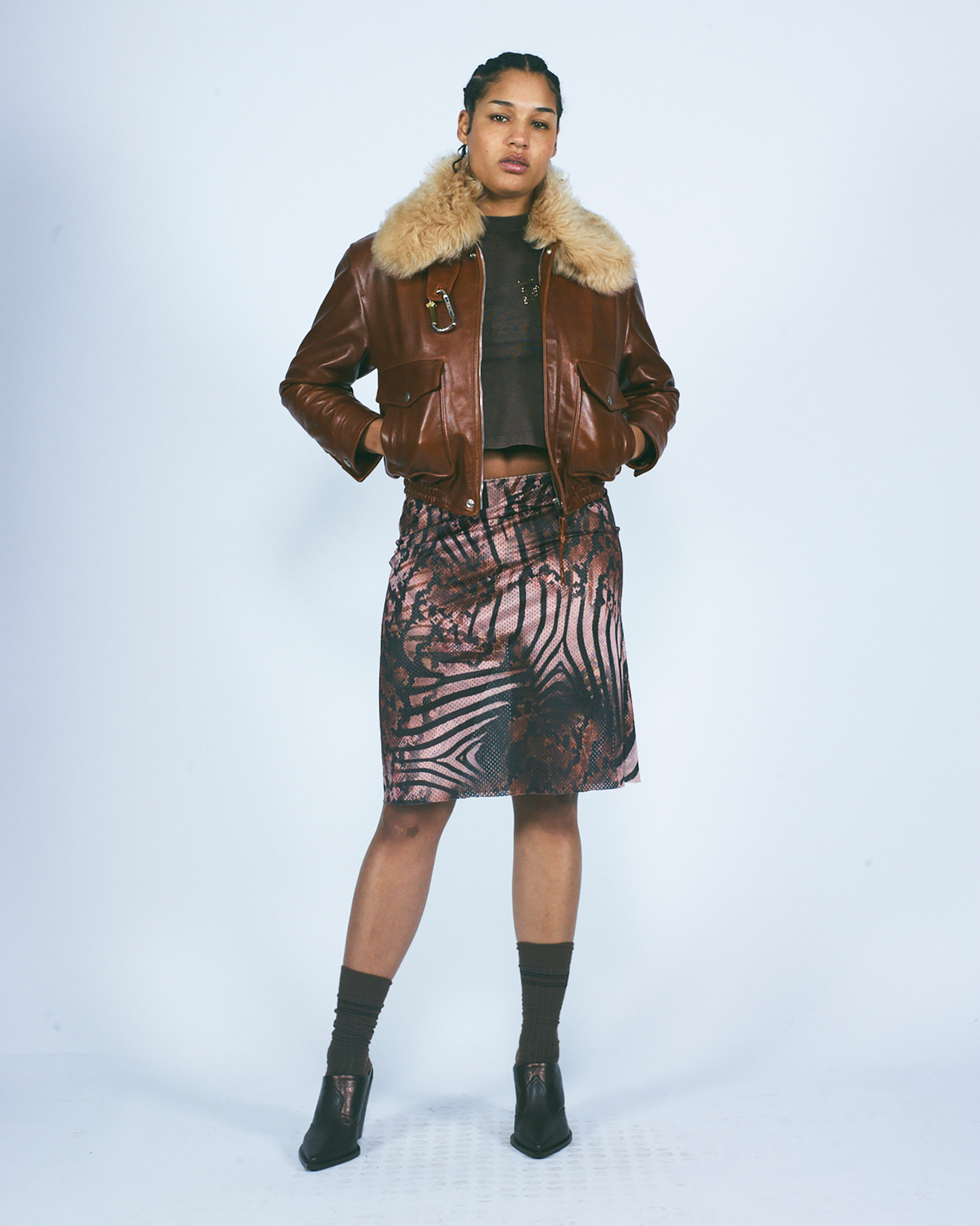 Animal Airtex Midi Skirt