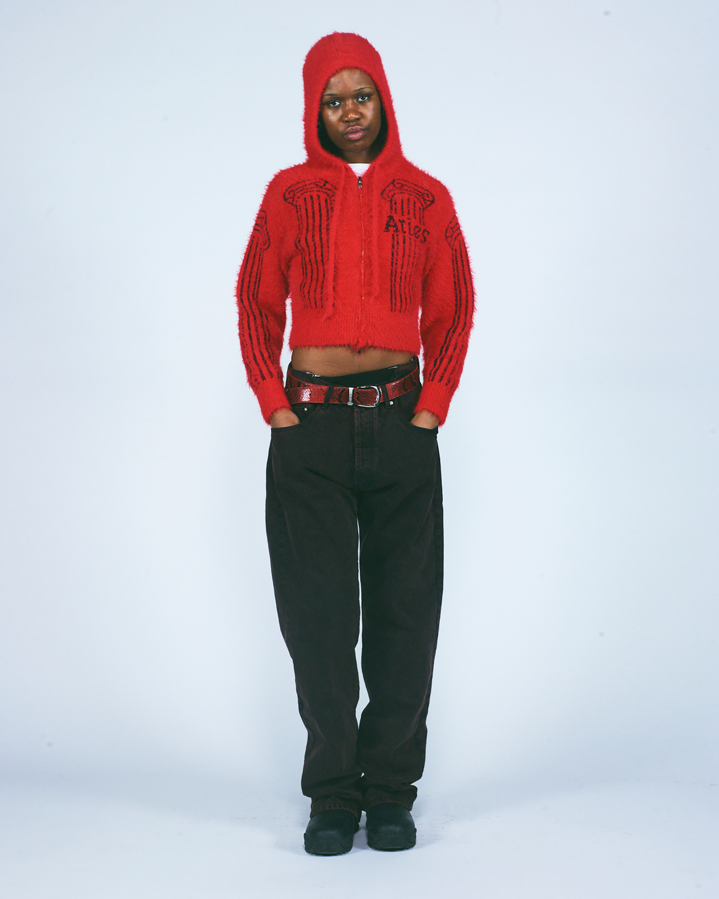 Fluffy Column Chenille Reversible Zip Thru Hoodie
