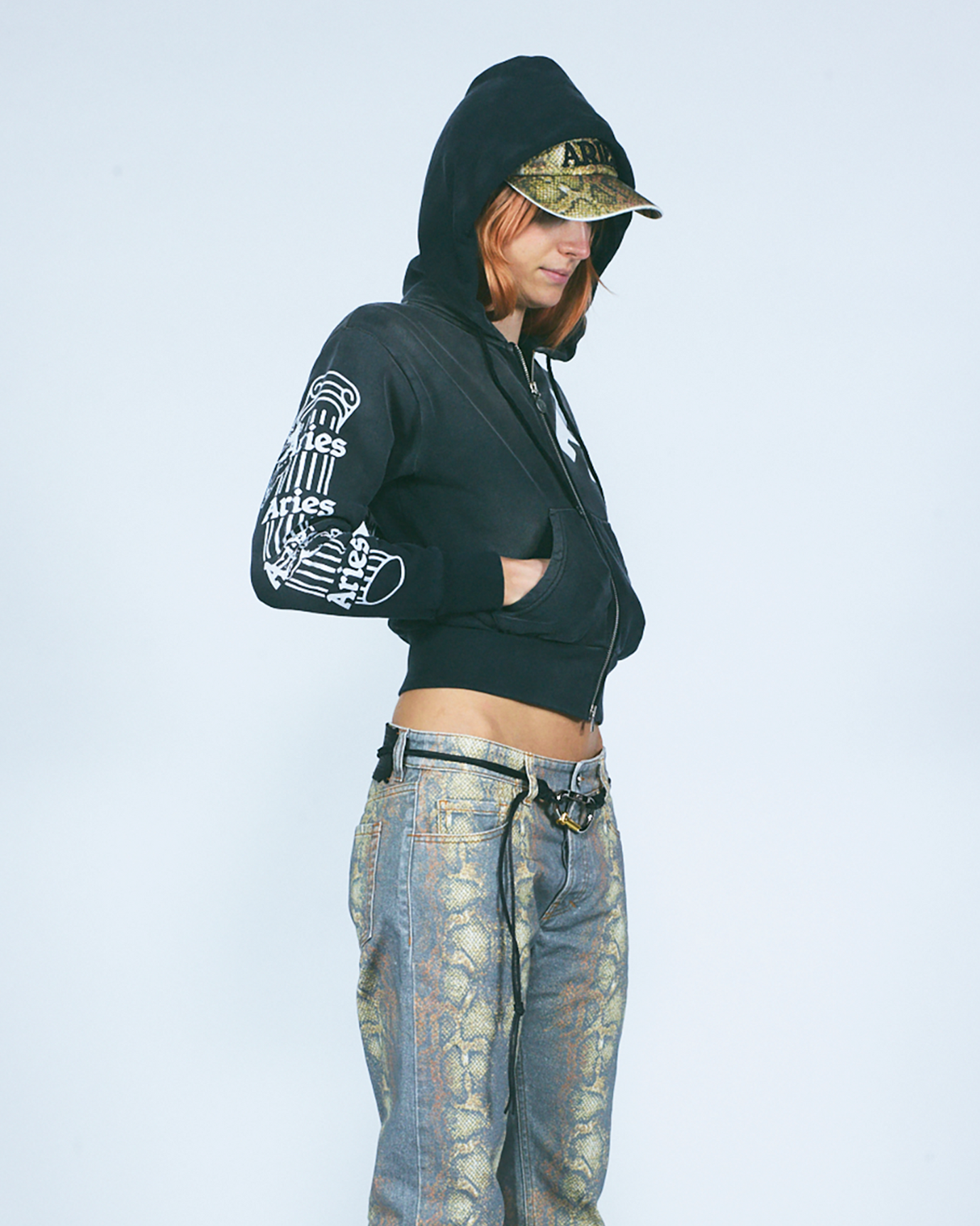 Premium Aged Cherub Column Zip Hoodie
