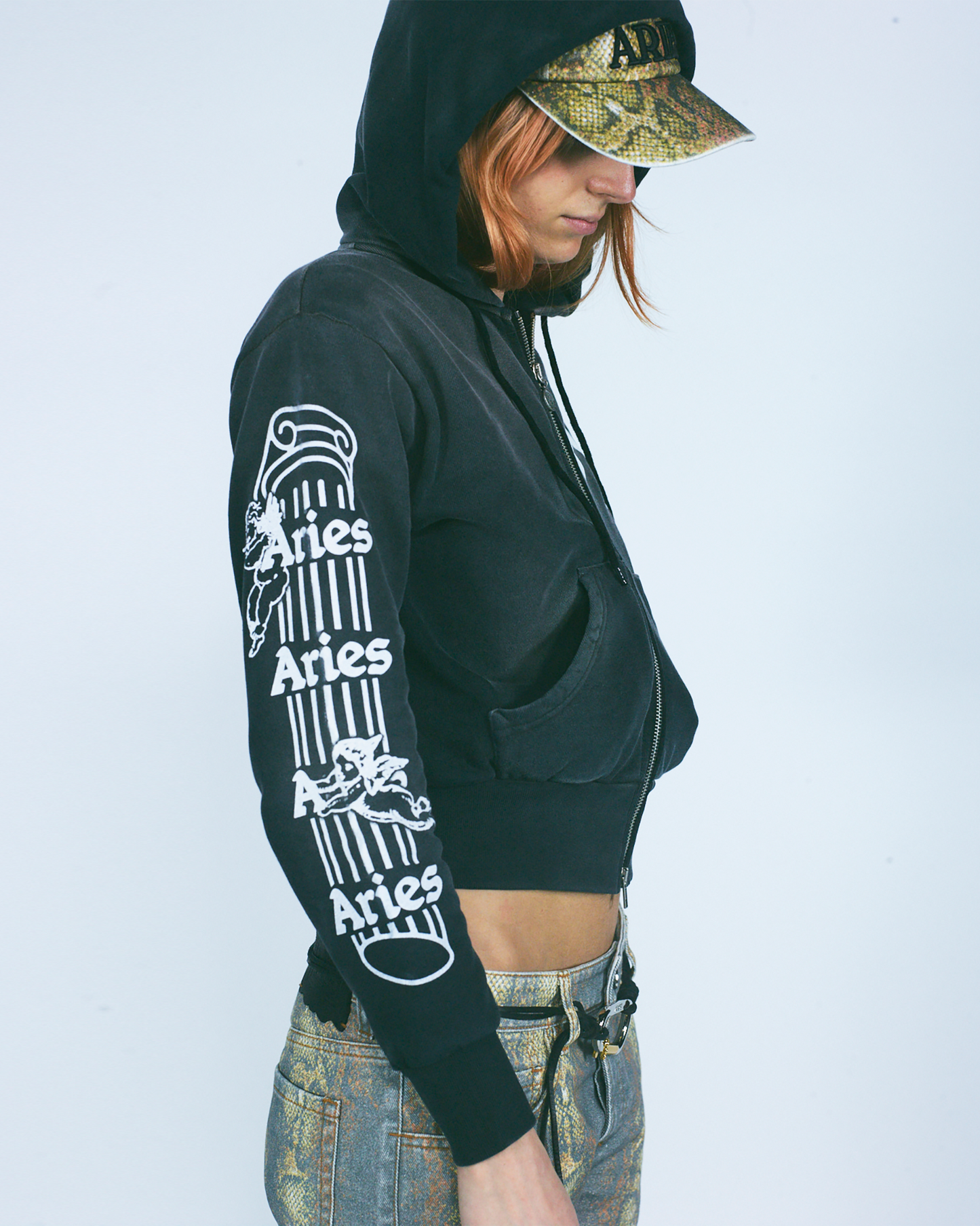 Premium Aged Cherub Column Zip Hoodie