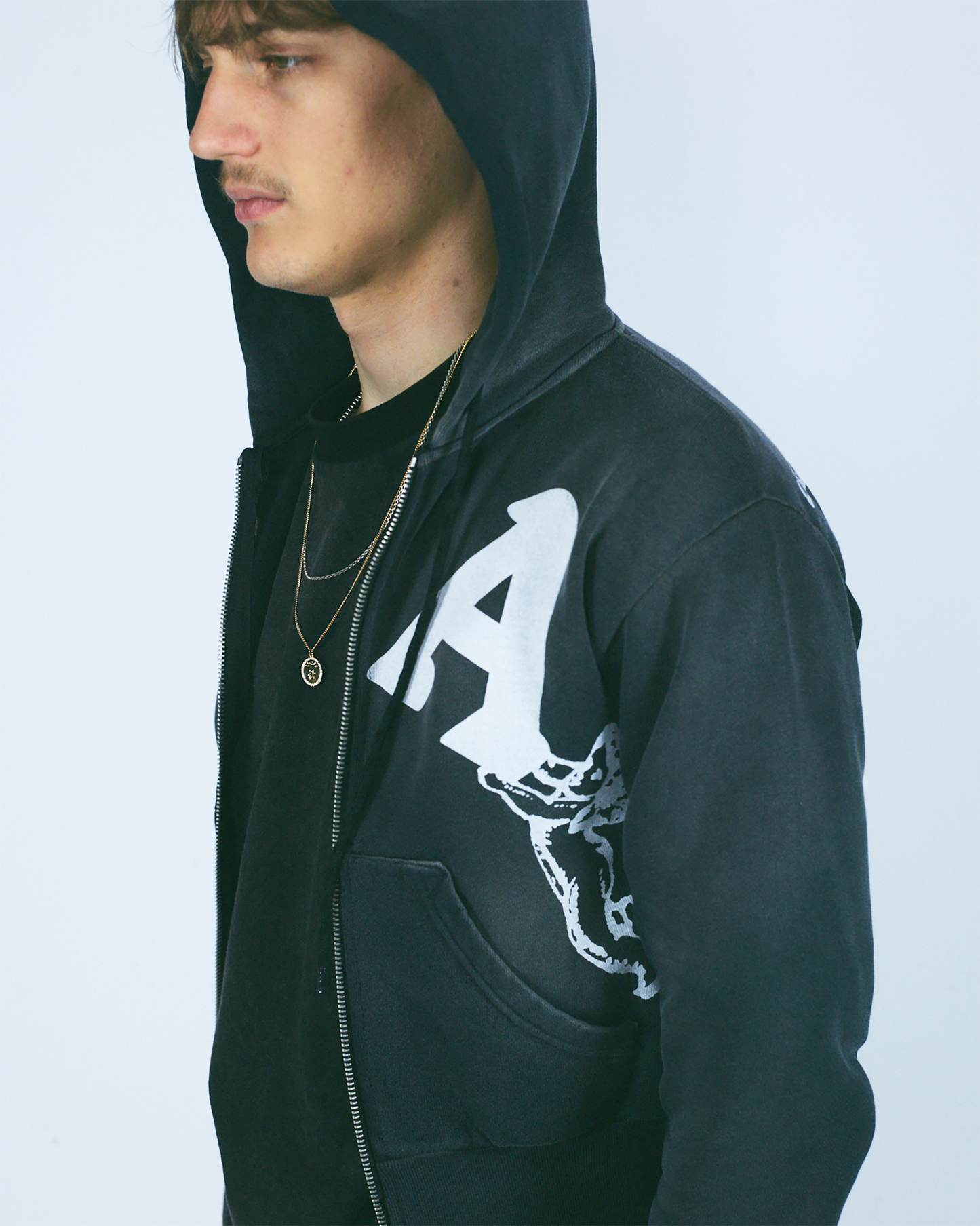 Premium Aged Cherub Column Zip Hoodie