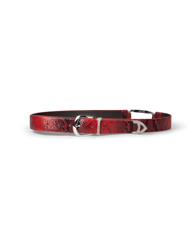 Snake Print Leather Mazzo Belt