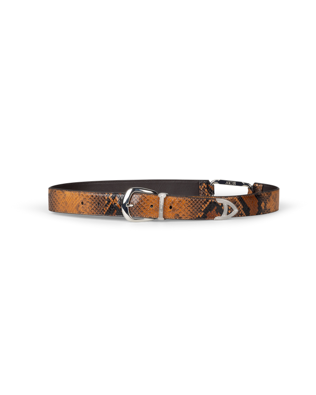 Snake Print Leather Mazzo Belt