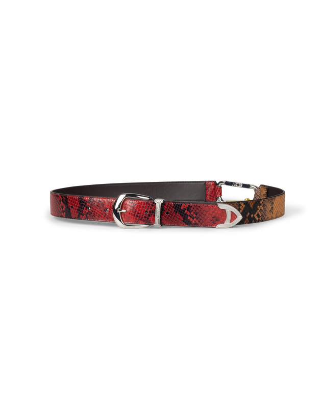 Patchwork Snake Print Leather Mazzo Belt