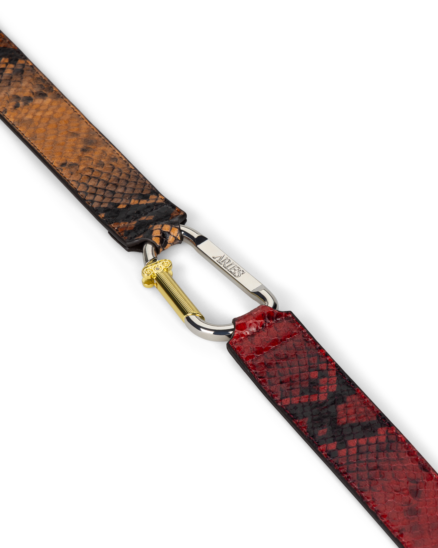 Patchwork Snake Print Leather Mazzo Belt