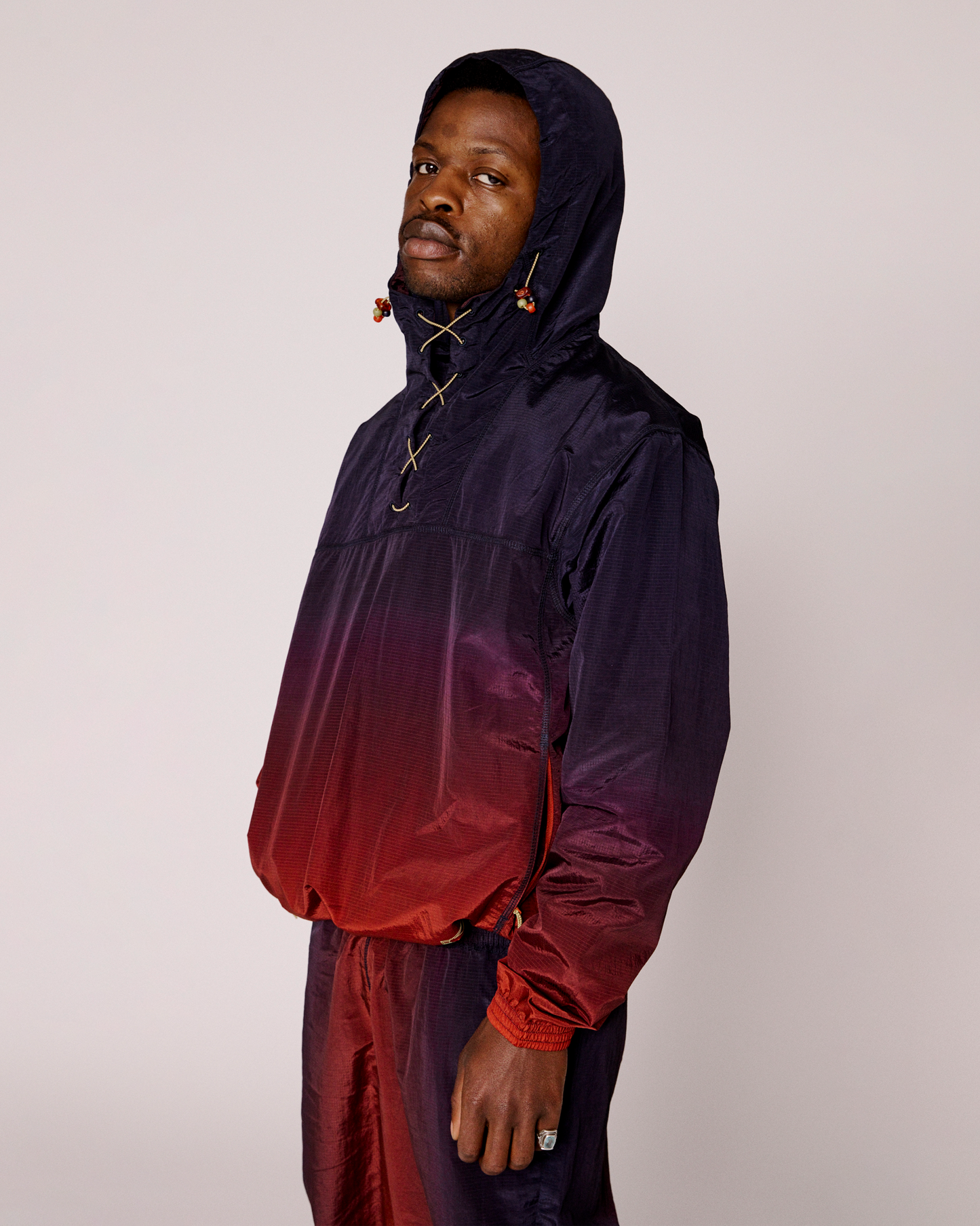 puma x aries ombre nylon quarter lace hooded jacket