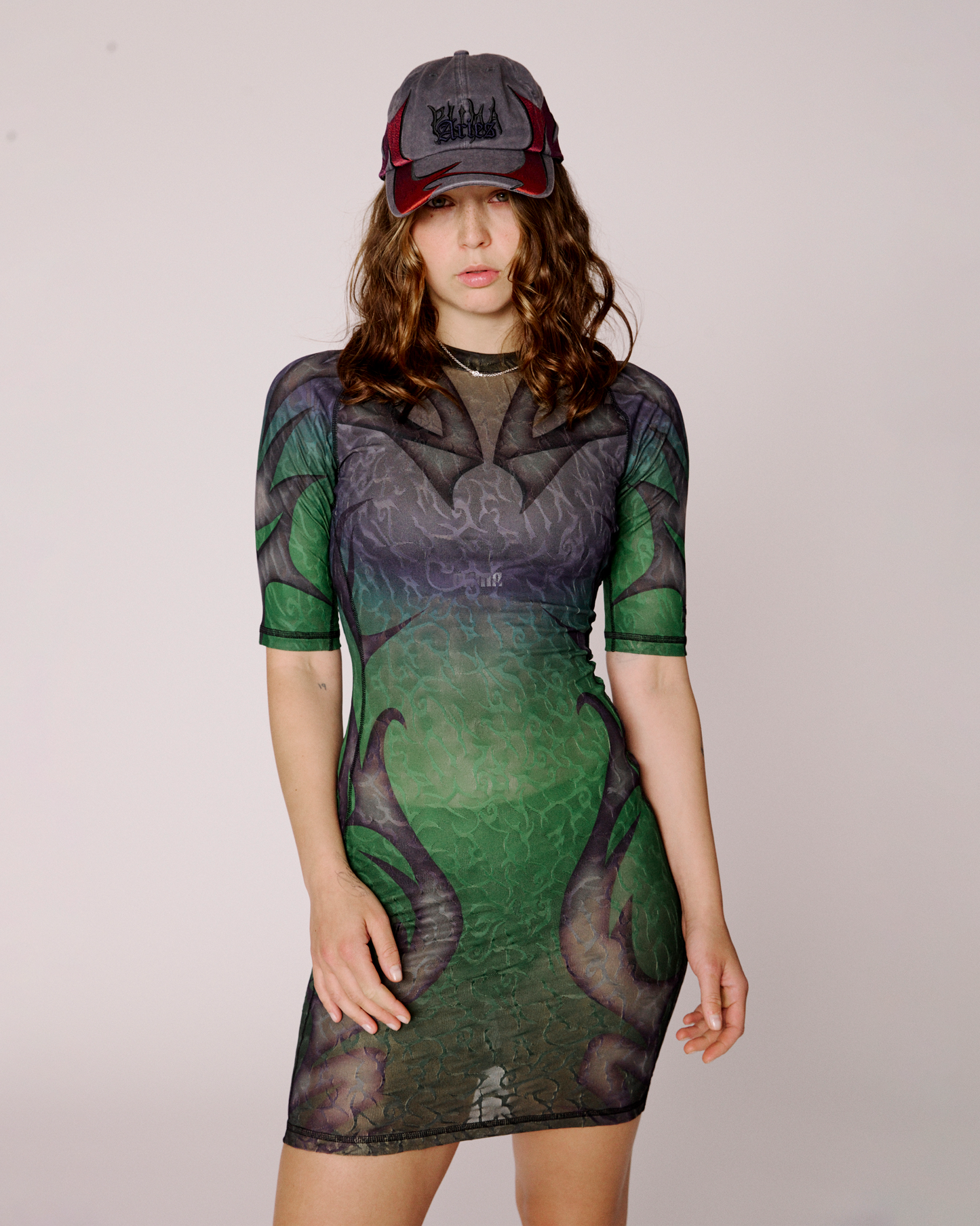 puma x aries tribal jacquard lace dress