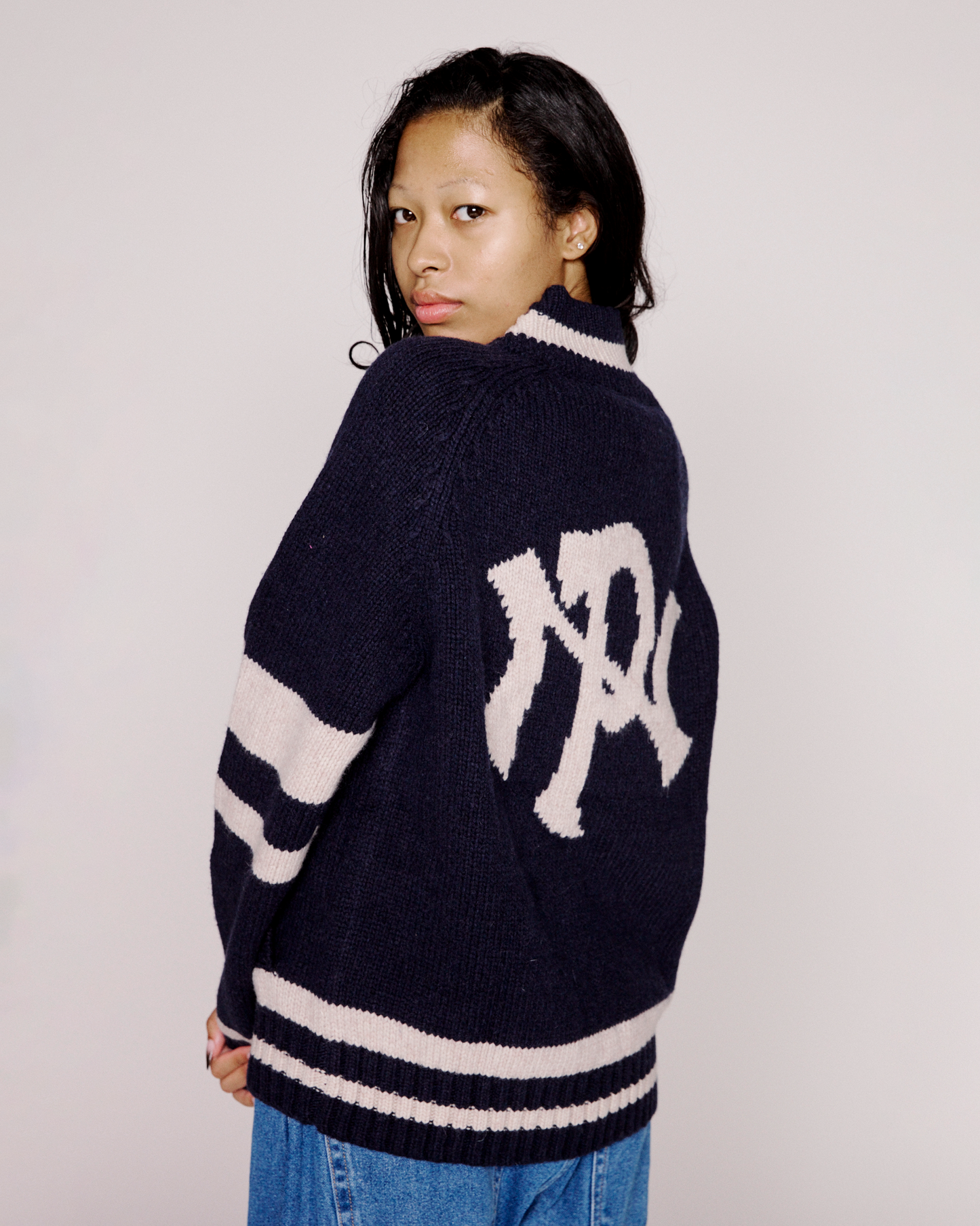 NYP Varsity Zip Thru Knit