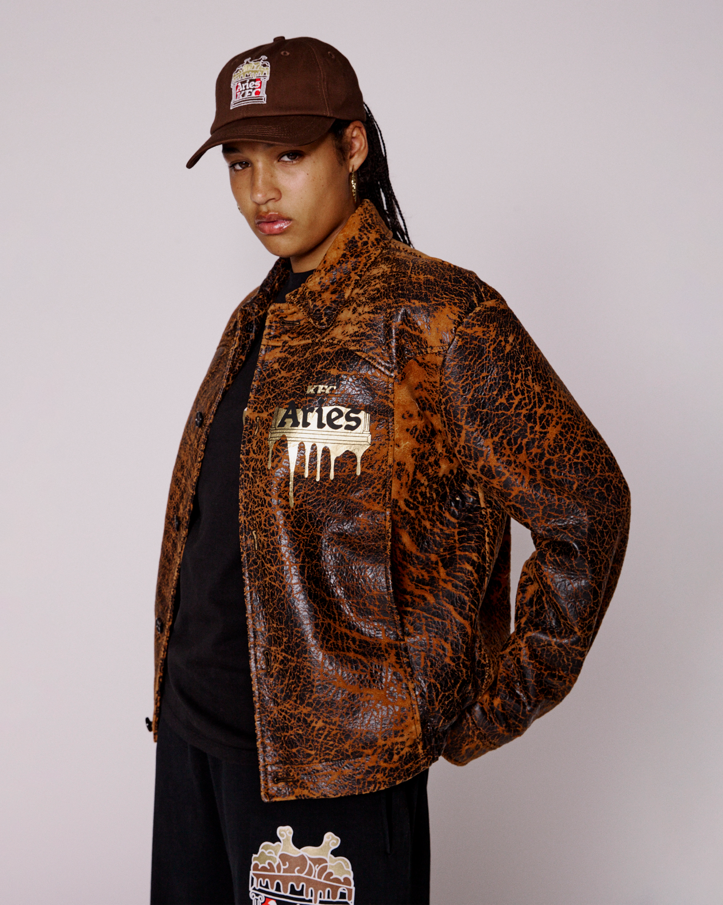 Aries x KFC Distressed Leather Jacket