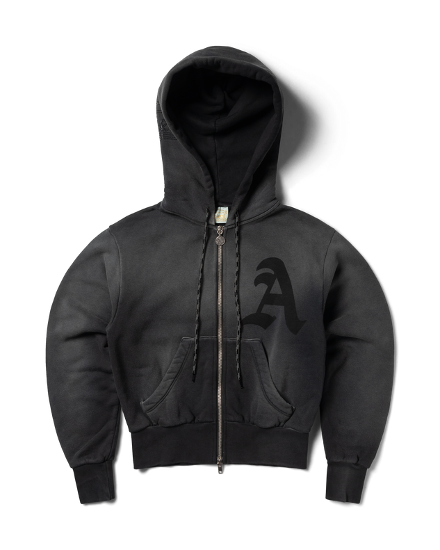 Aged Gothic Zip Through Hoodie