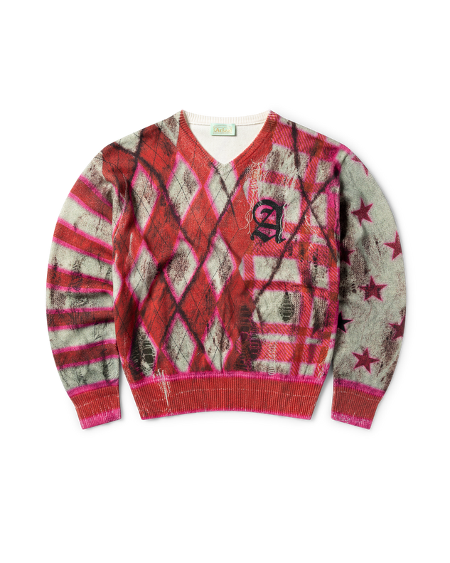 Digi Patchwork V Neck Knit