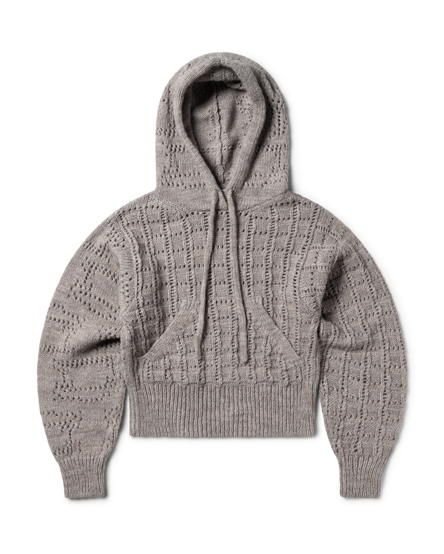 Pointelle Temple Patchwork Hoodie