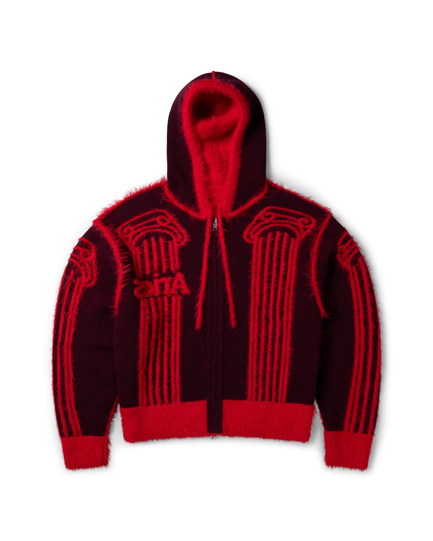 Fluffy Column Chenille Reversible Zip Thru Hoodie