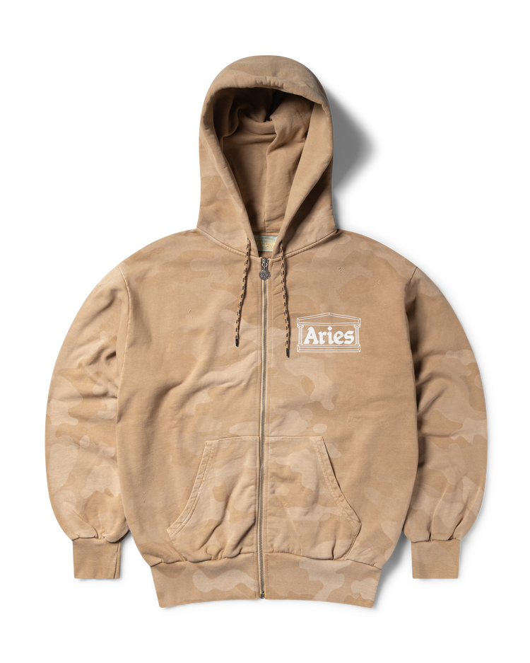 Aged Temple Camo Zip Through Hoodie