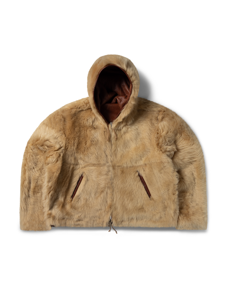 Oversized Reversible Hooded Sheepskin Jacket