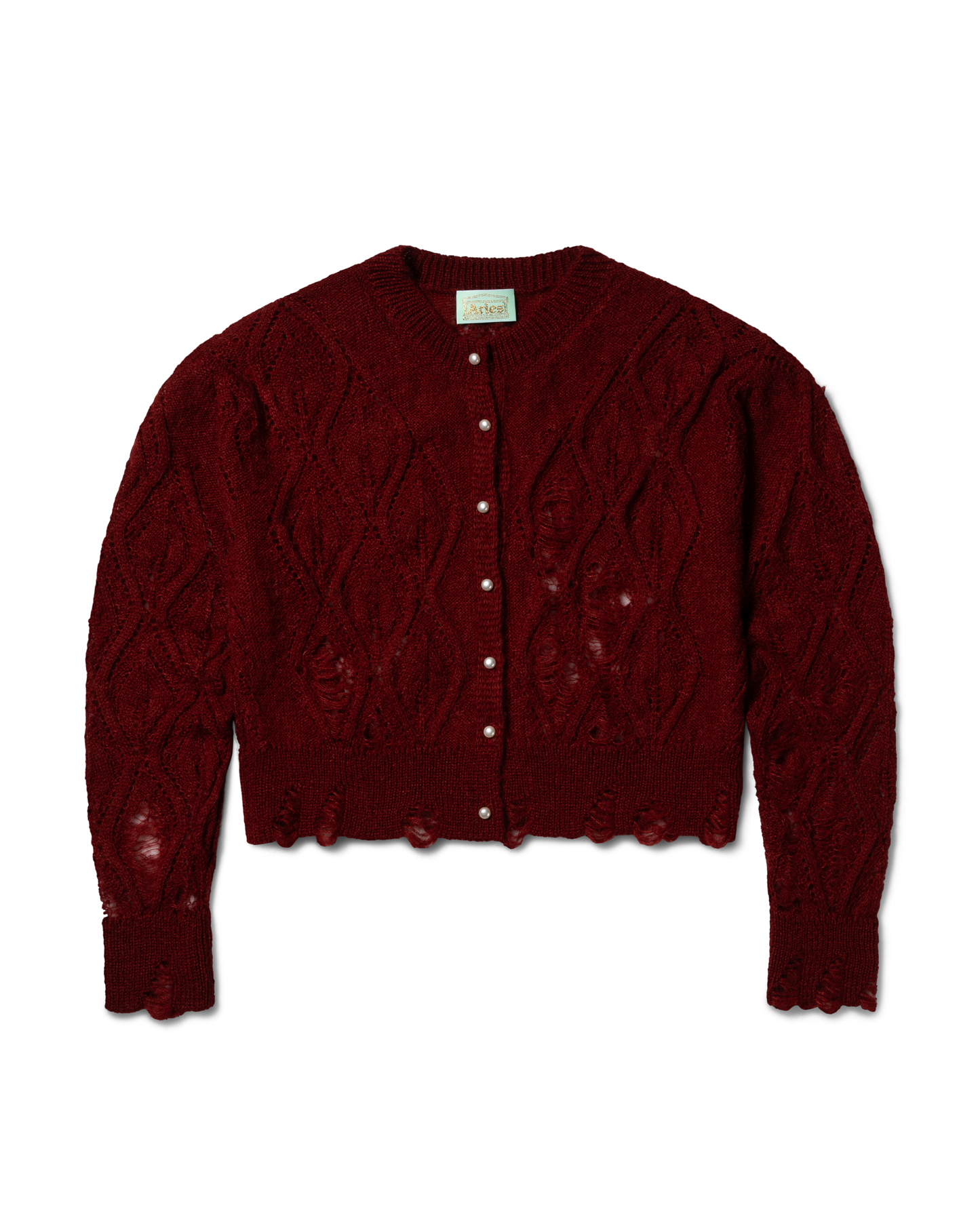 Lace Leaf and Ladders Mohair Cardigan