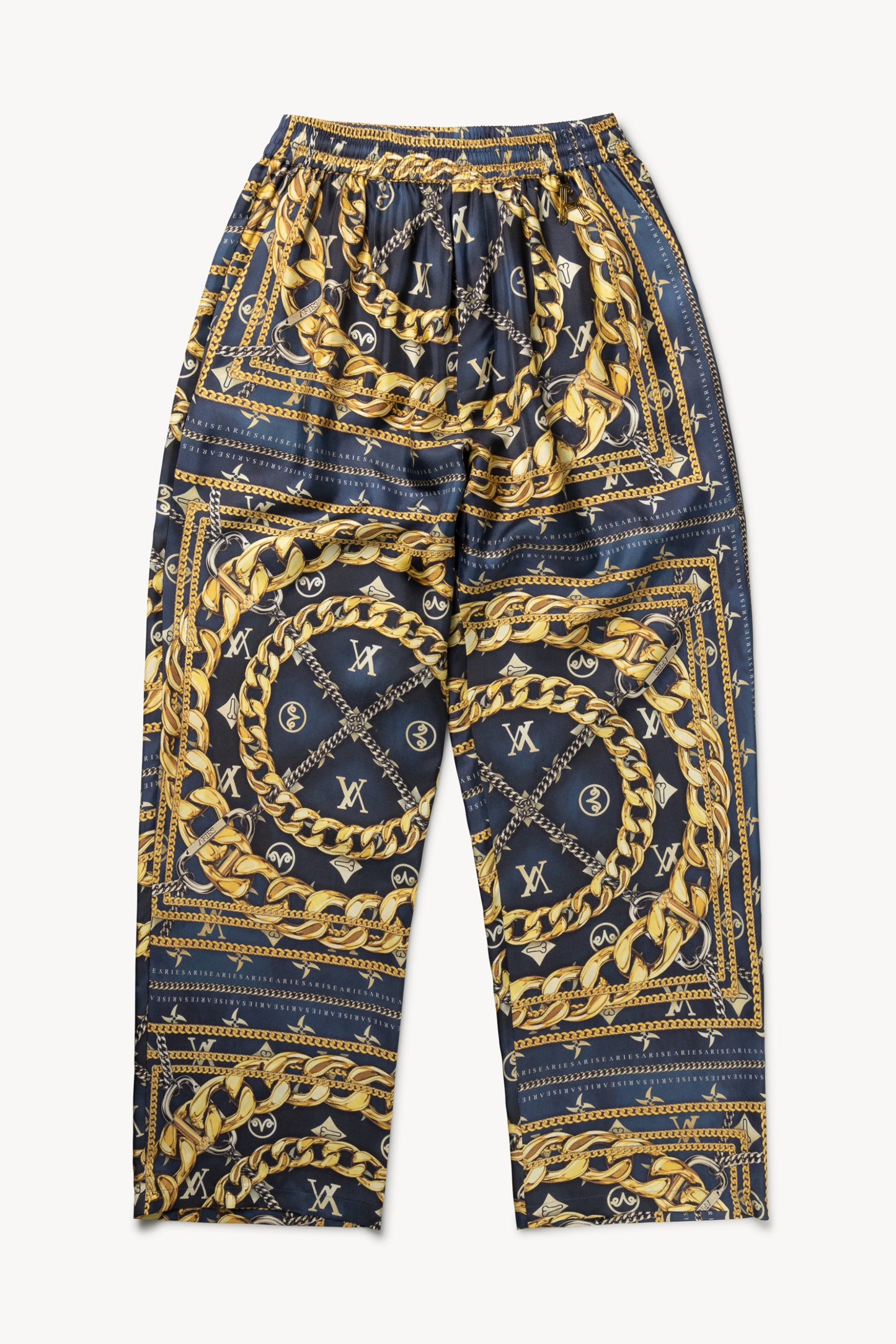 Scarf Print Silk Slacker Pants
