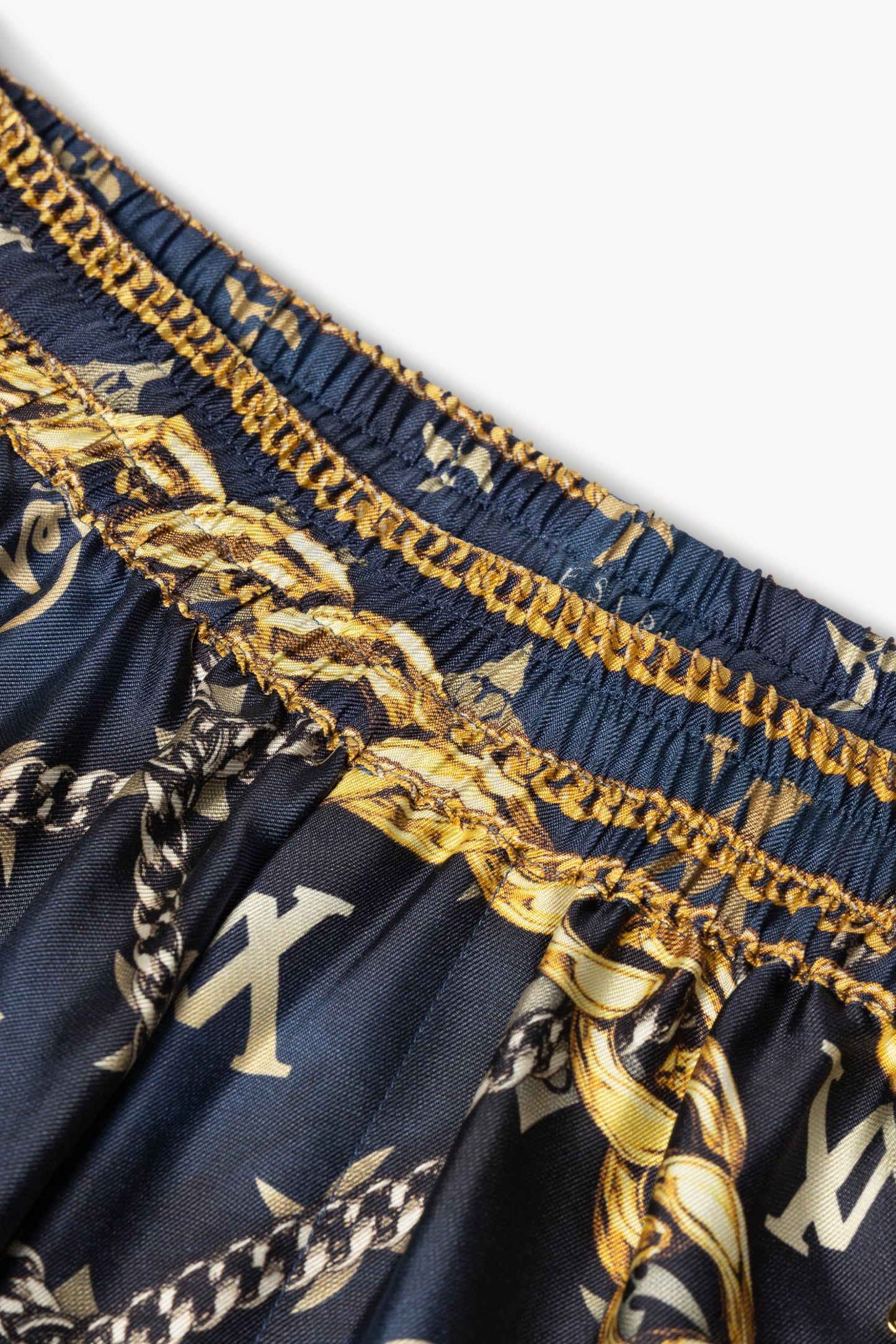Scarf Print Silk Slacker Pants