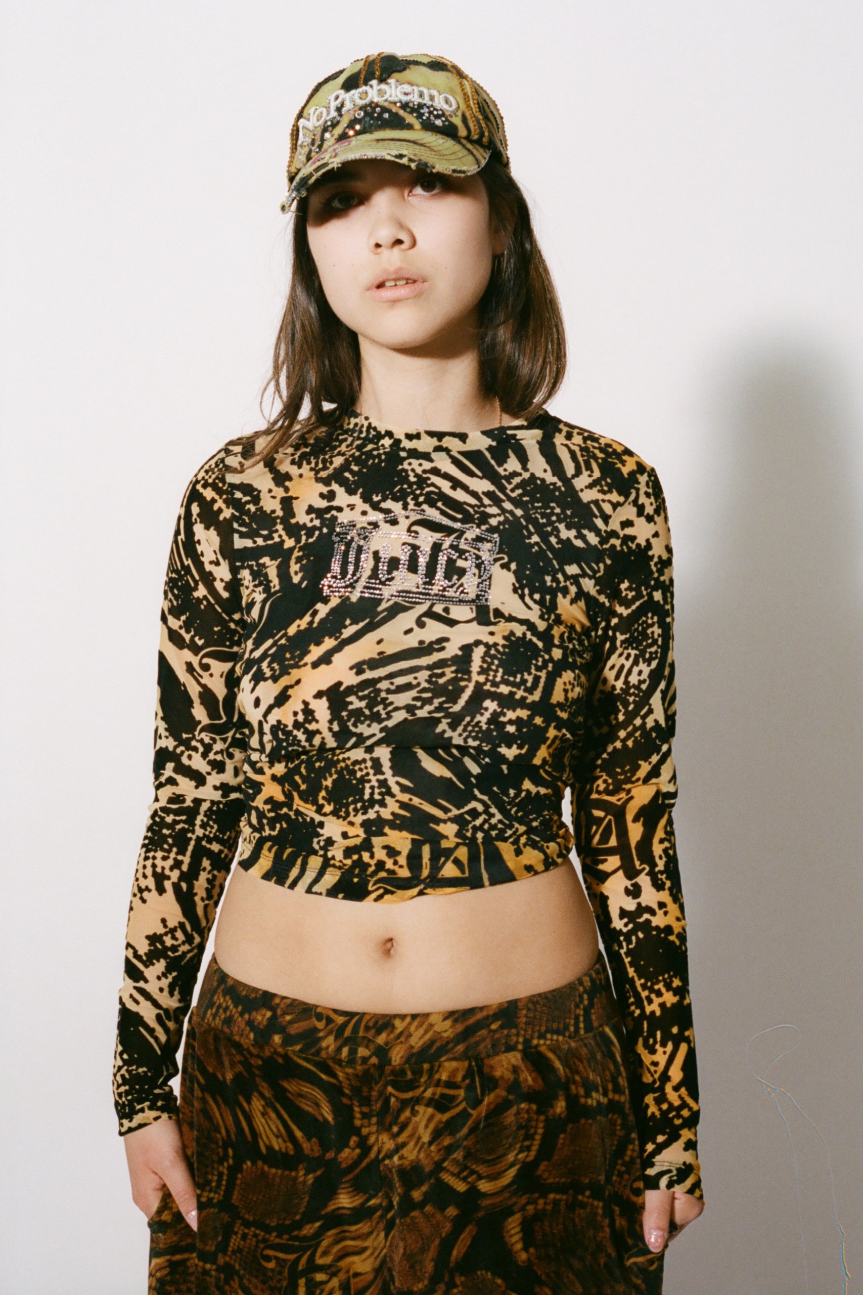 Load image into Gallery viewer, Aries x Juicy Couture Psysnake Flocked Mesh LS Top