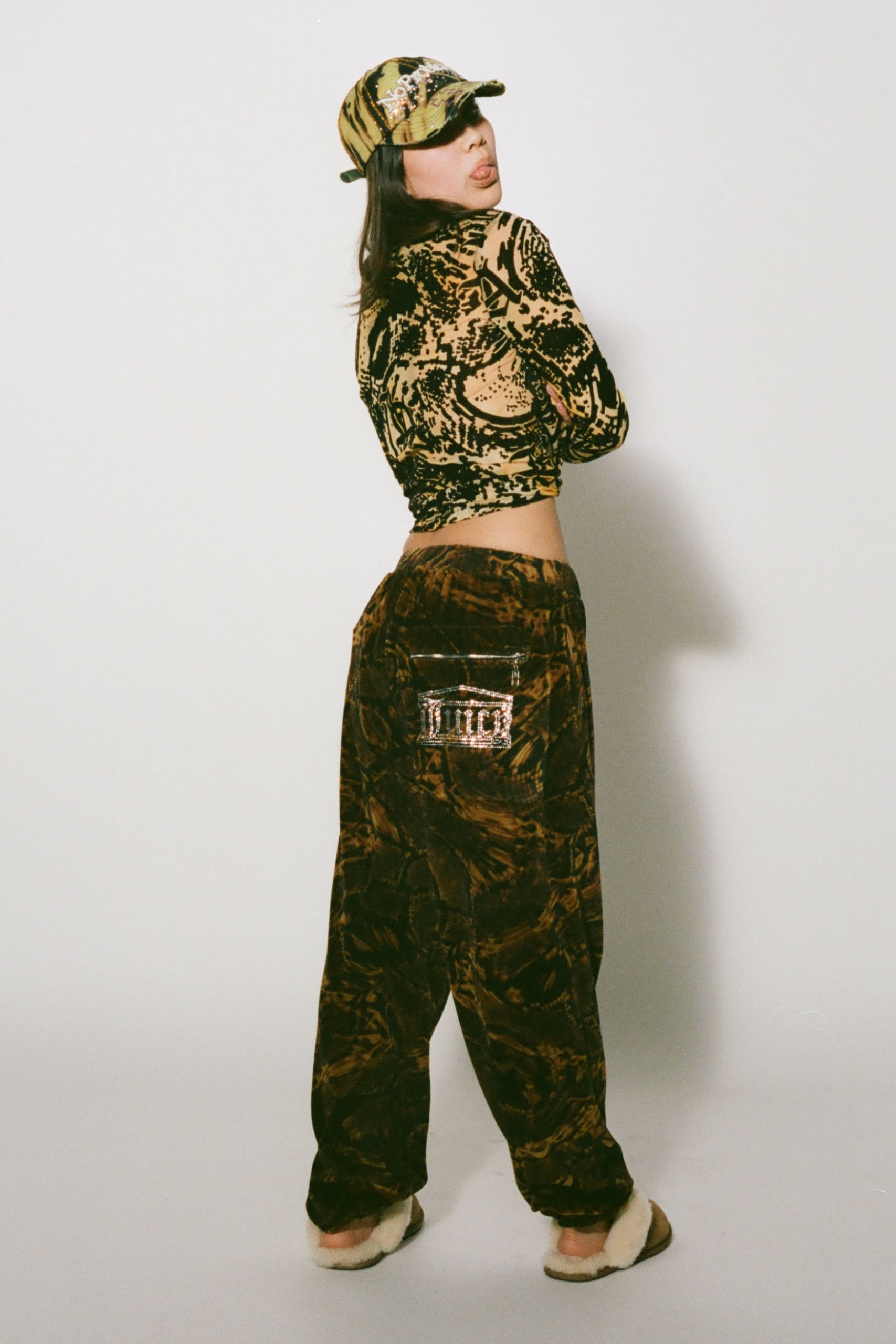 Load image into Gallery viewer, Aries x Juicy Couture Psysnake Flocked Mesh LS Top
