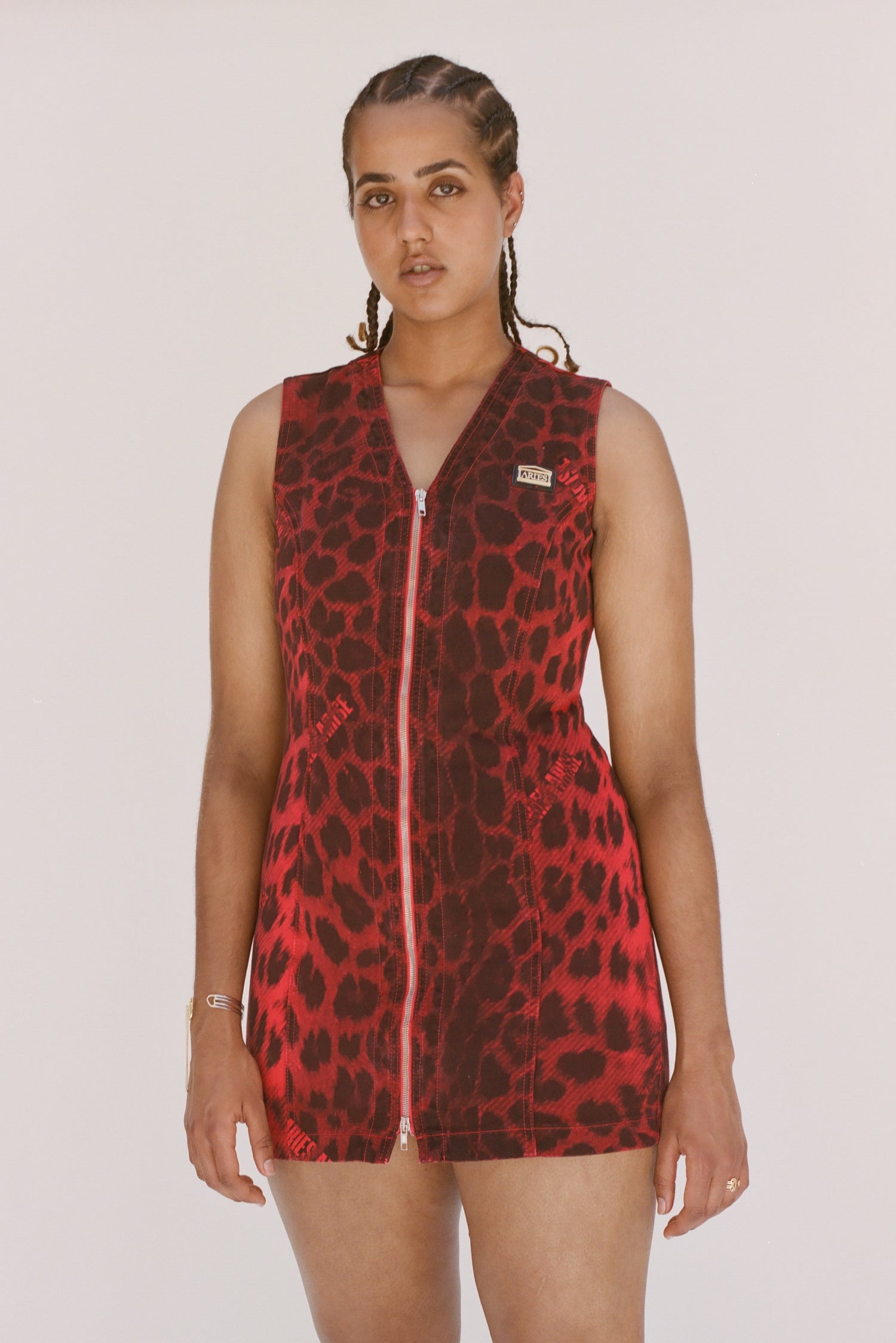 画像をギャラリービューアに読み込む, Leopard Denim Mini Dress