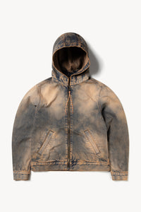 Acid Wash Hooded Denim Jacket