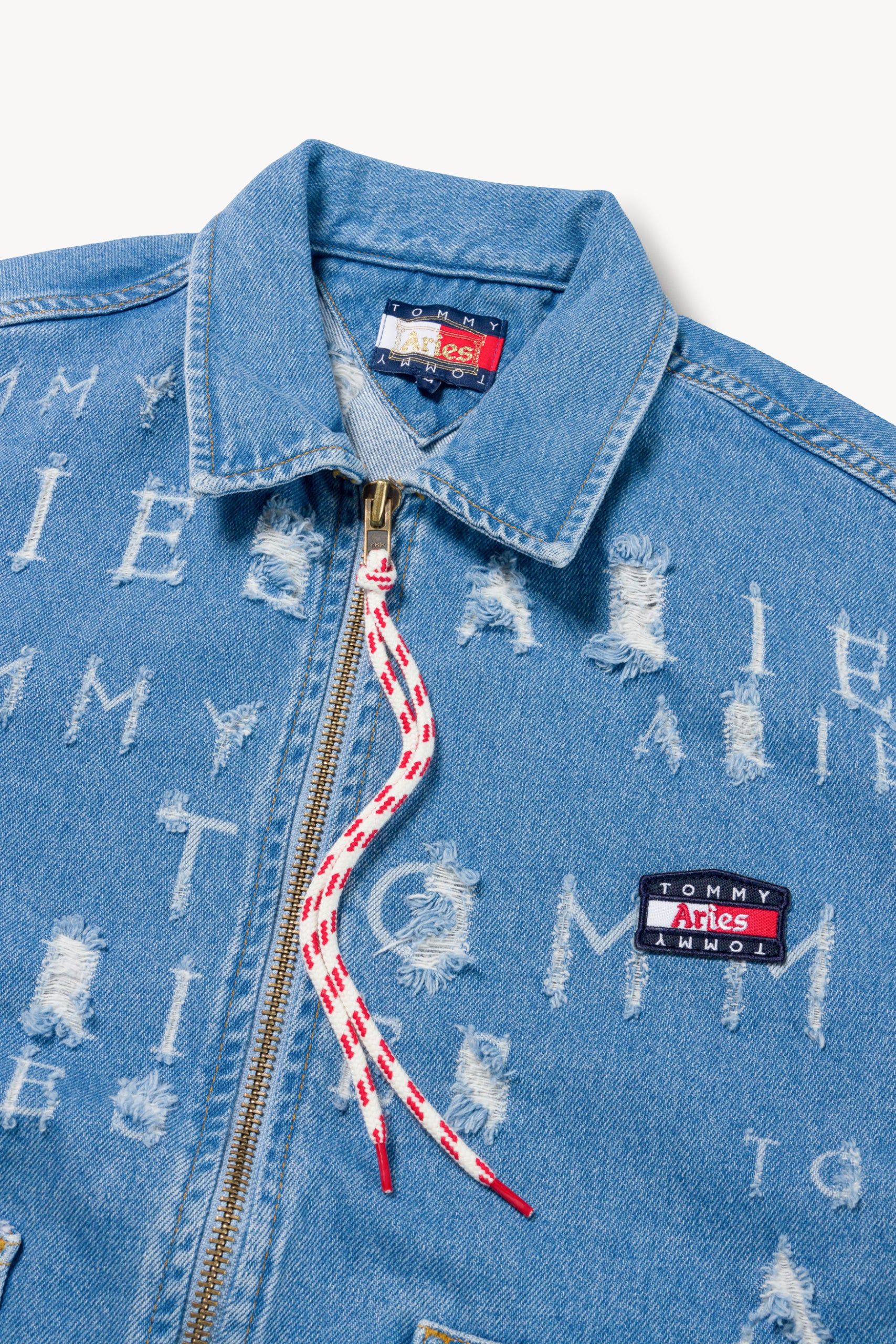 Load image into Gallery viewer, Tommy x Aries Logo Destroyed Denim Jacket